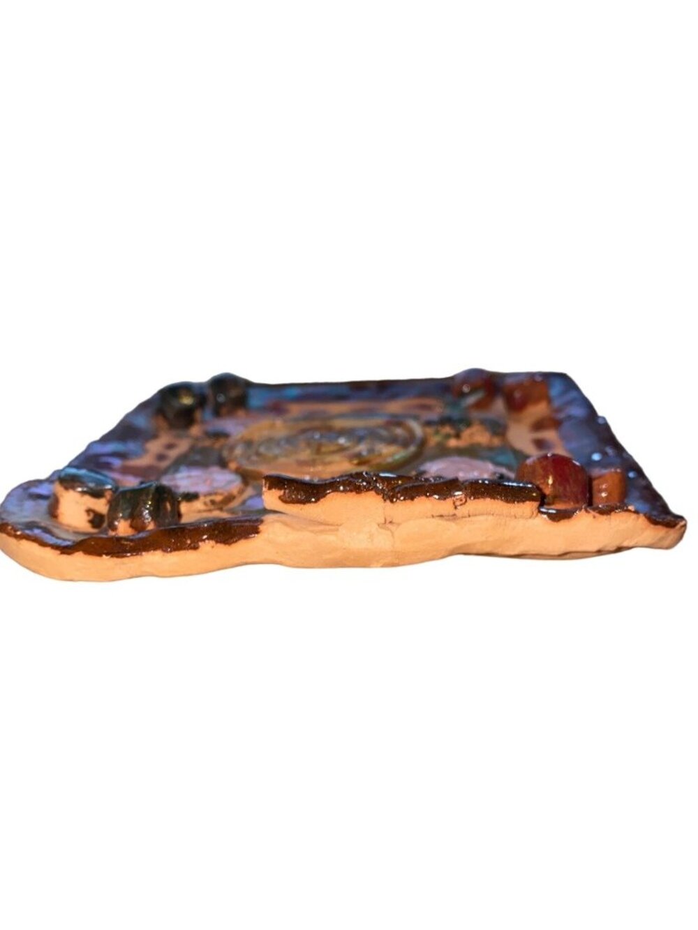 Handcrafted Ceramic Square Plate With Textured Design - Picture 3 of 6